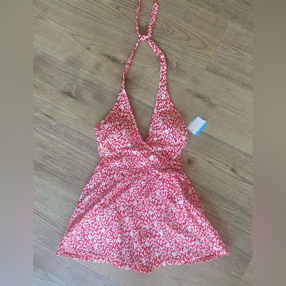 Draper James RSVP NWT UPF 50 Picnic Summer Faux Wrap Halter Swimdress Size XS